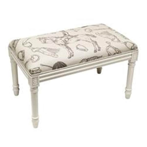 123 Creations Equestrian Upholstered Wooden Bench, Antique White WBC059XXGY - main